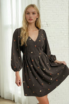 Floral Embroidered Corduroy Dress