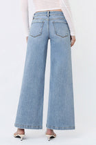 Elena Front Slit Hem Mid Rise Seam Detail Jeans