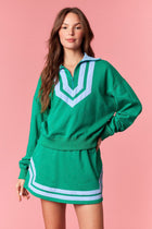 Bold Stripe Half Zip Sweatshirt