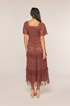 Jacquard Mesh Tiered Midi Dress