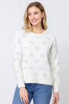 Pearl Detail Heart Sweater - Blue