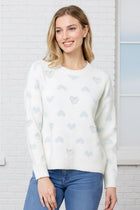 Pearl Detail Heart Sweater - Blue