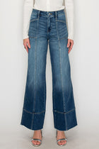 Frankie Tummy Control Wide Leg Jeans with Seam - Dark Wash