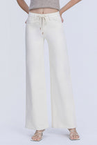 Sadie High Rise Drawstring Waist Wide Leg Jeans - Ecru