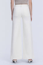 Sadie High Rise Drawstring Waist Wide Leg Jeans - Ecru