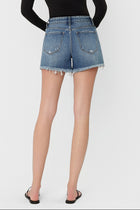 Rebecca High Rise Frayed Hem Denim Shorts
