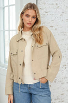 Collared 3/4 Tab Sleeve Jacket - Khaki
