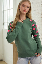 Floral Embroidered Sleeve Sweater