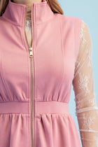 Zipper Front Mock Neck Mini Dress