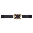 Oval Buckle Elastic Waist Belt - Black