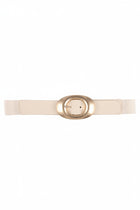 Oval Buckle Elastic Waist Belt - Ivory