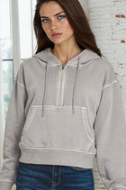 Half Zip Front Pocket Hoodie - Sleet Grey