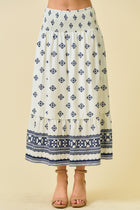 Border Print Tiered Maxi Skirt