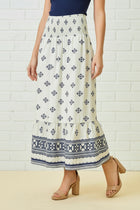 Border Print Tiered Maxi Skirt