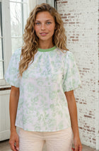 Bubble Sleeve Floral Print Top