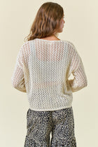 Open Knit Notch Neck Sweater - Cream