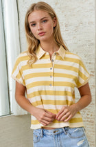 Stripe Detail Collared Muscle Top