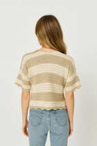 Striped Crochet Tie-Front Top