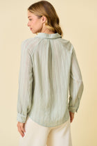 Striped Raglan Sleeve Button Down Top