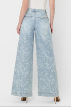 Ruby Floral Print Pleated Wide Leg Jeans