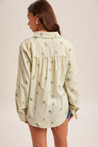 Cactus Embroidered Button Down Top