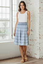 Tiered Chambray Midi Skirt