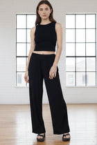 Elastic Waist Lounge Pants - Black