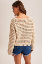 Scallop Edge Boatneck Sweater - Ecru