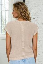 Washed Back Button Top - Khaki