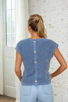 Washed Back Button Top - Indigo