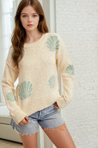 Seashell Motif Crew Neck Sweater