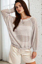 Textured Boatneck Raglan Sleeve Top