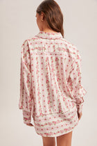 Floral Stripe Button Down Top