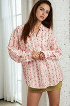 Floral Stripe Button Down Top