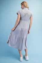 Tiered Knit Ribbon Detail Midi Dress