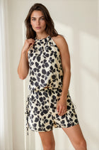 Bold Floral Bubble Hem Halter Tank