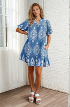 Mix Print Puff Sleeve Mini Dress