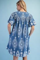 Mix Print Puff Sleeve Mini Dress