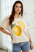 Lemon Detail Short Sleeve Sweater