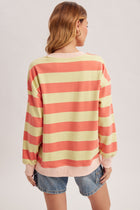 Color Block Stripe French Terry Sweatshirt - Strawberry Lemonade
