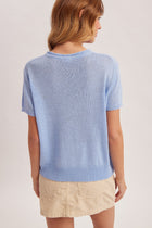 Front Pocket Short Sleeve Sweater - Periwinkle
