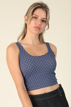 Polka Dot Scallop Detail Tank - Crown Blue