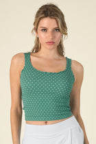 Polka Dot Scallop Detail Tank - Dusty Teal
