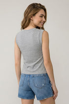 Surplice Hem Drop Shoulder Tank - Heather Grey