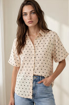 Polka Dot Bubble Sleeve Blouse