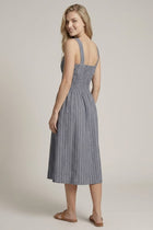 Zip Front Scoop Neck Midi Dress