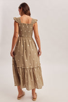 Daisy Embroidered Ruffle Strap Maxi Dress