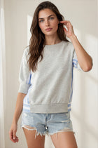Terry & Stripe Mix Sweatshirt Top