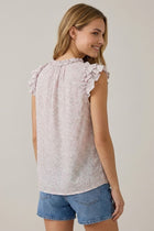 Floral Print Ruffle Cap Sleeve Top