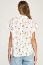 Embroidered Palm Tree Short Sleeve Top